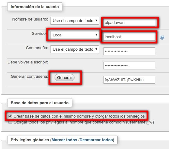 base de datos drupal