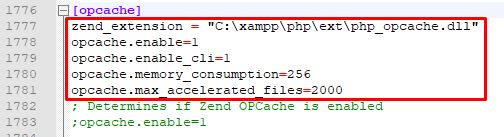 xampp enable opcache