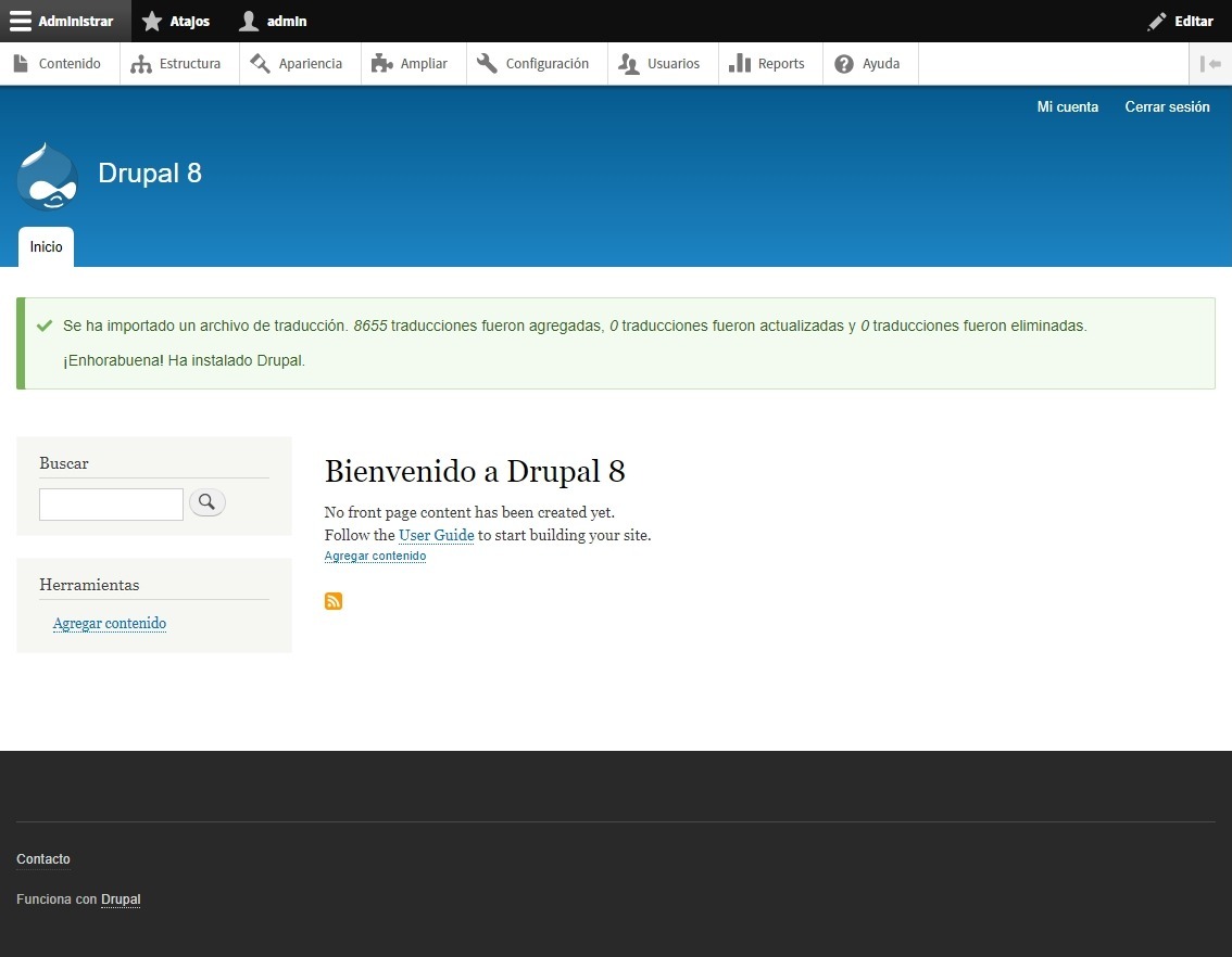 página con drupal 8